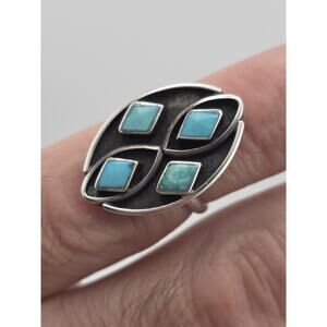 VINTAGE STERLING SILVER 925 TURQUOISE NATIVE AMERICAN RING SIZE 7